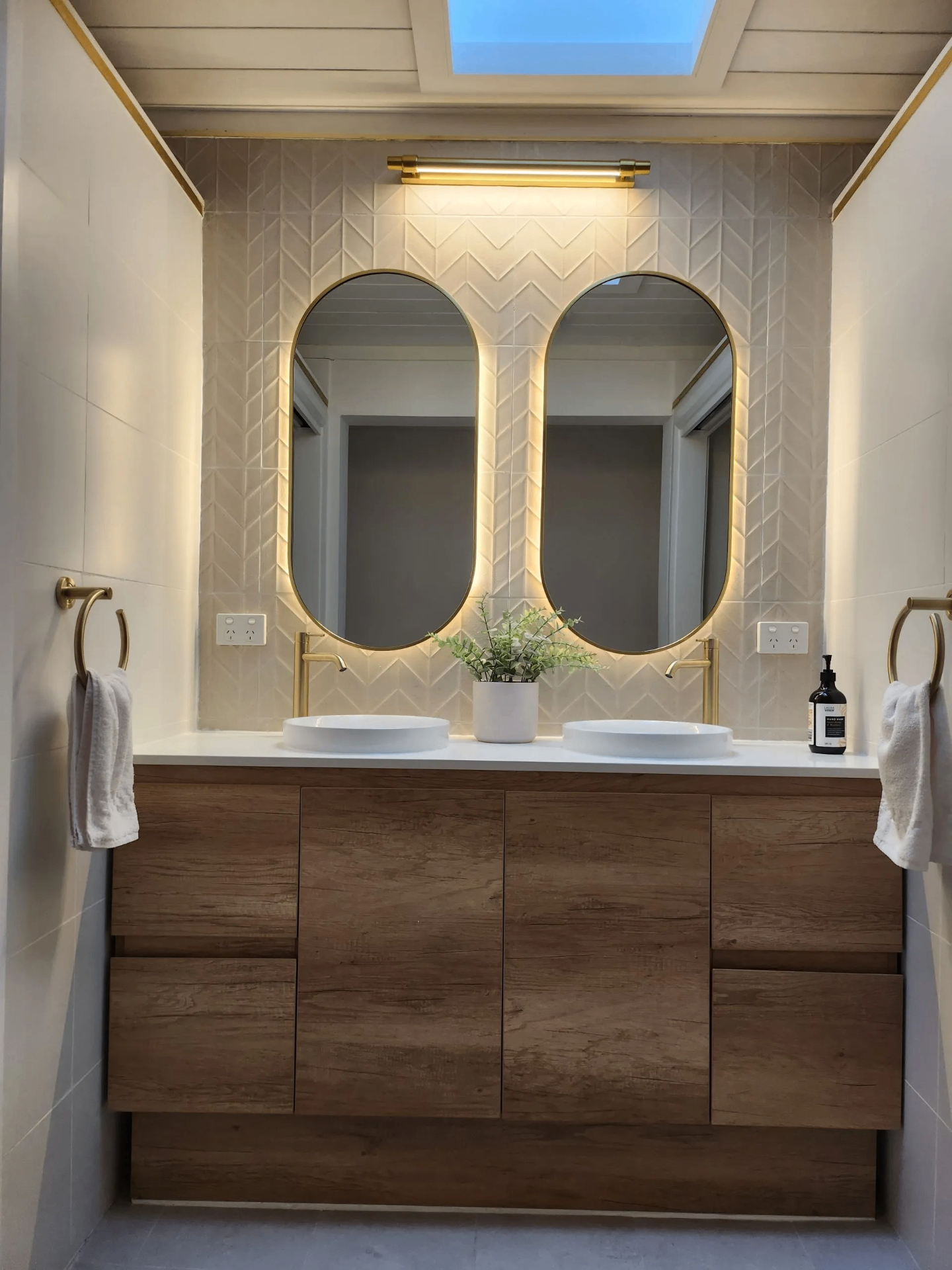 Elegant bathroom with dual vanity